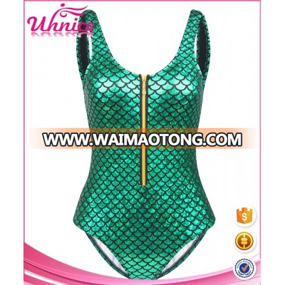 Women's Mermaid Swimsuit One Piece Swimwear With Zipper Padded Monokini